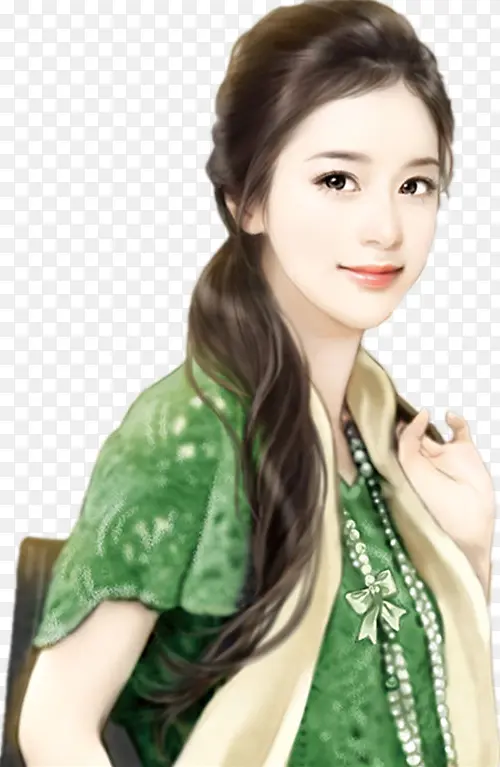 手绘绿衣美女