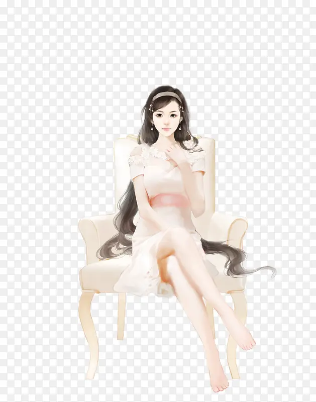 手绘长发梦幻美女