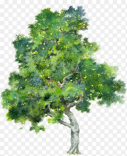 手绘美景乔木植物