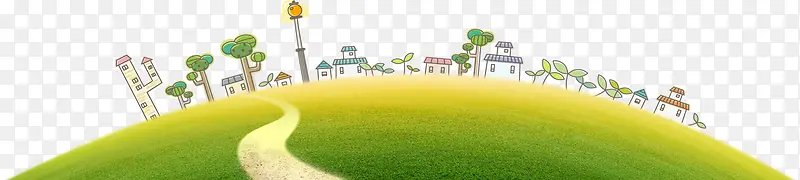 环保草地美景插画