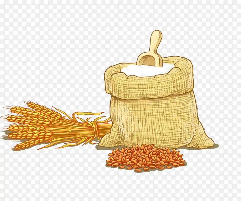 卡通手绘小麦面粉