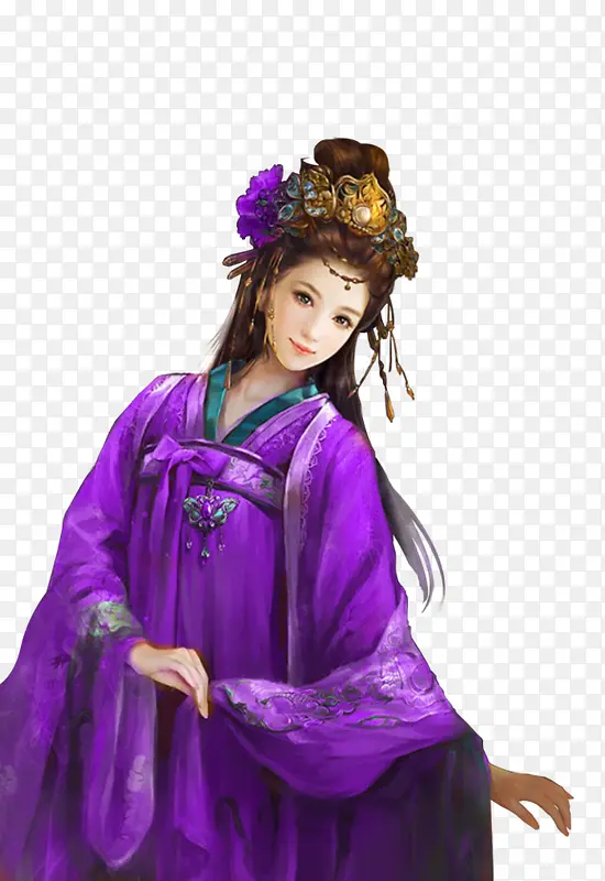 紫衣头饰古典美女