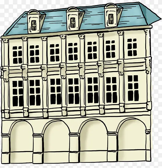 手绘欧式建筑复试