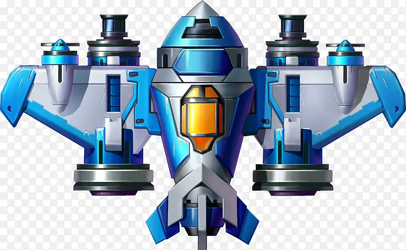 科幻卡通蓝色战机机甲