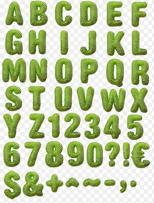 绿色线条英文字母与数字