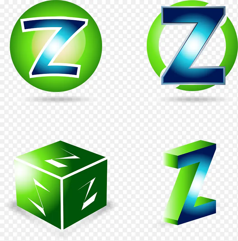 手绘绿色字母Z图案
