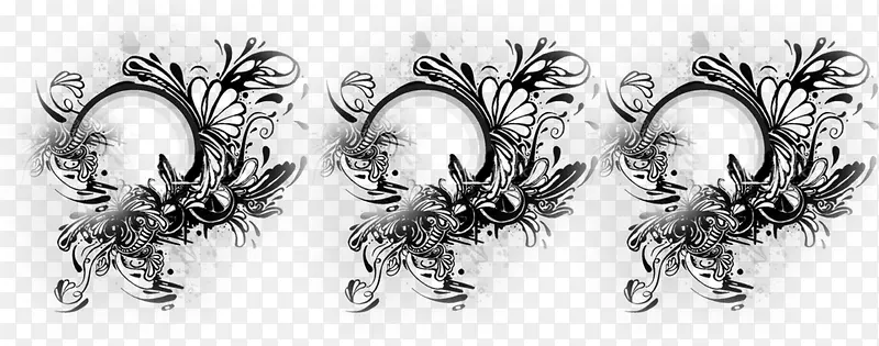 手绘黑色欧式花纹