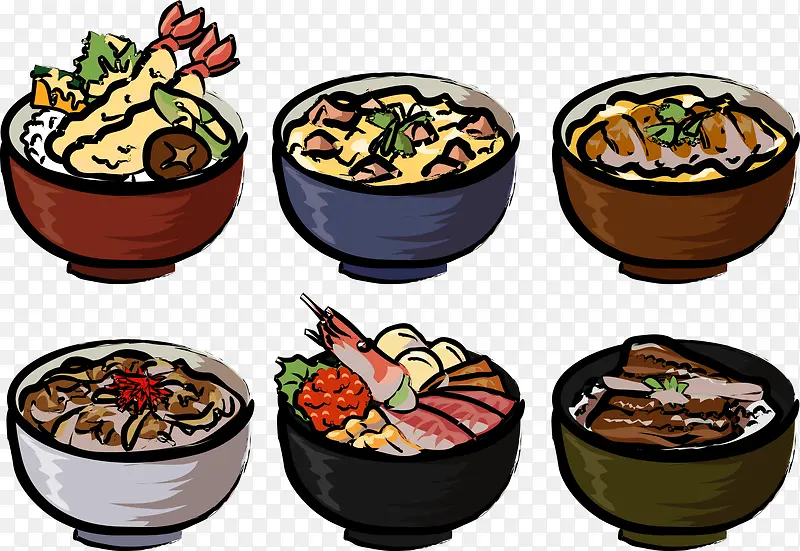 矢量手绘日本面食