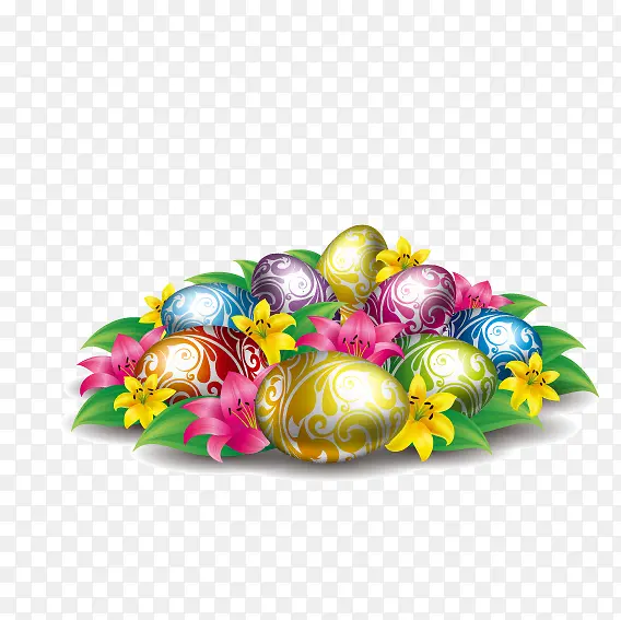 复活节彩蛋和花朵