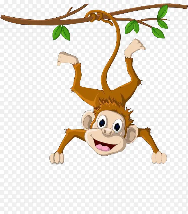 卡通爬树小猴