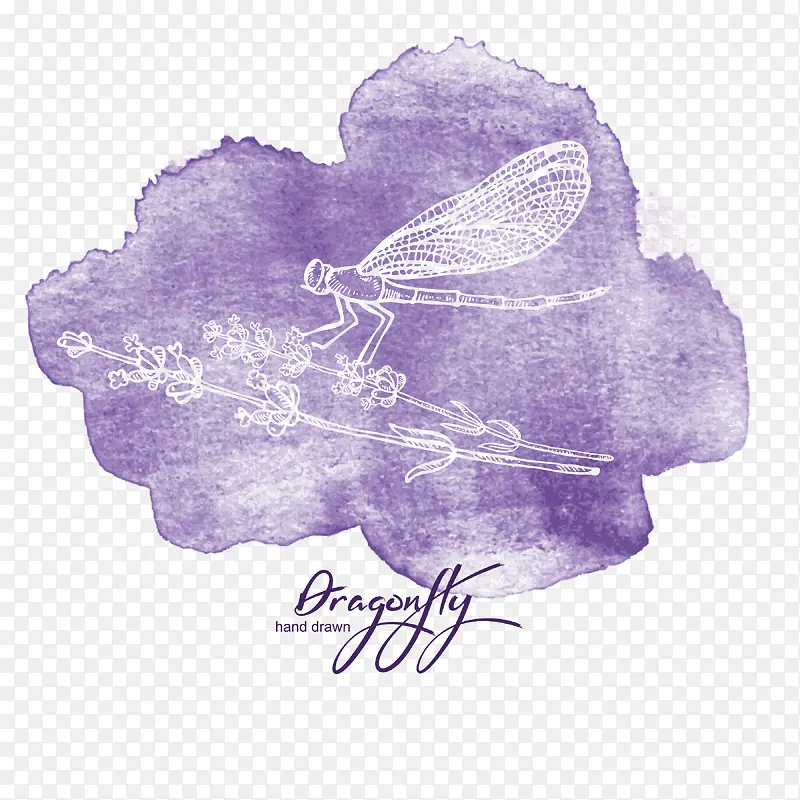 紫色水彩蜻蜓