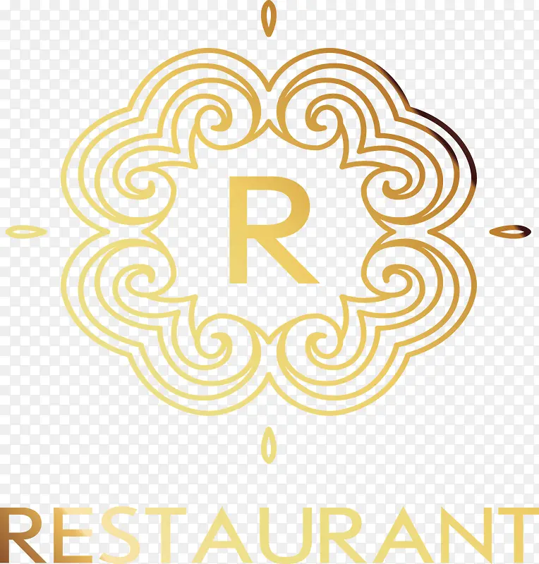 装饰创意金色字母R花纹