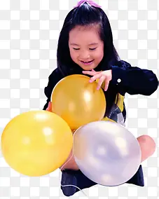 夏日小女孩校服玩气球