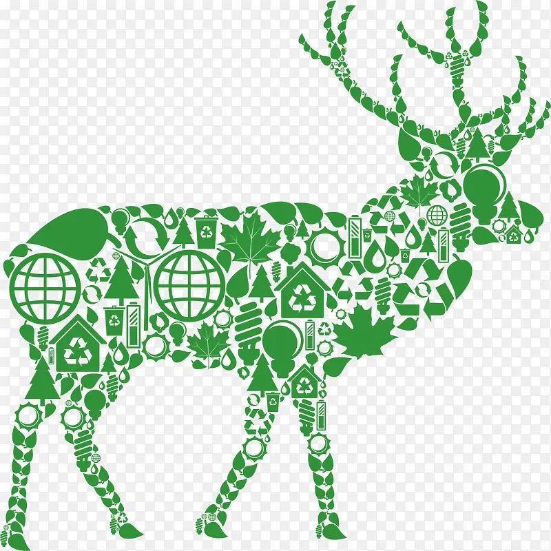 绿色 动物剪影 鹿
