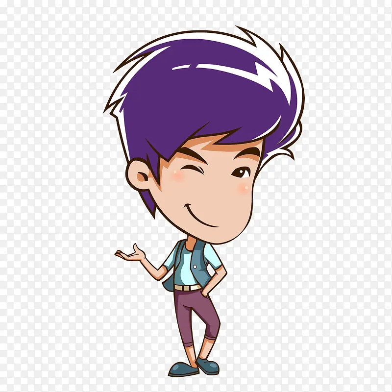 紫头发卡通男孩