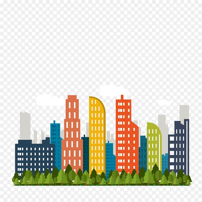 扁平化城市建筑
