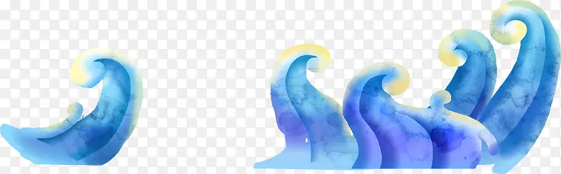 手绘蓝色渐变海马