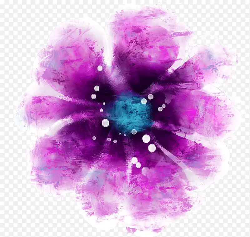 紫色花水墨画