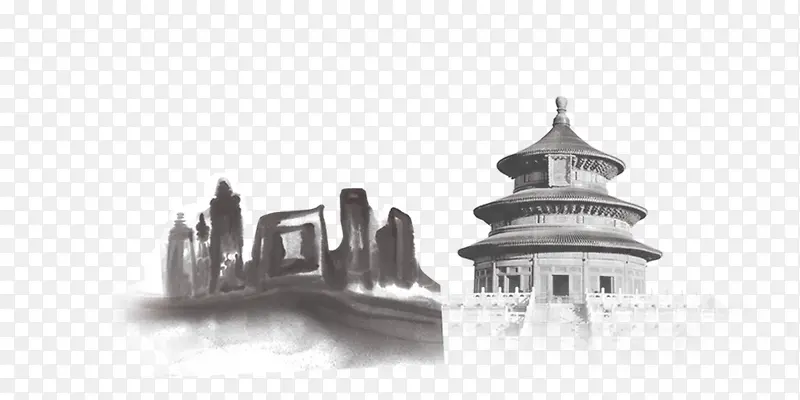 水墨建筑PNG图片素材下载_图片编号yemlnopg-免抠素材网
