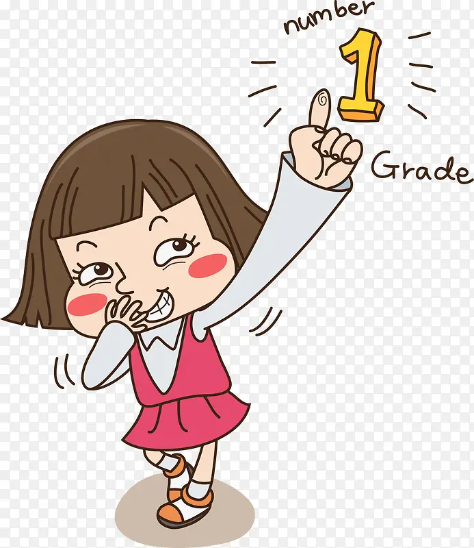 卡通女孩指一PNG图片素材下载_图片编号ypeljpjx-免抠素材网
