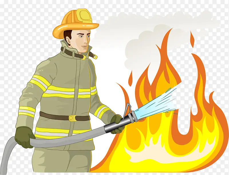 灭火的男消防员
