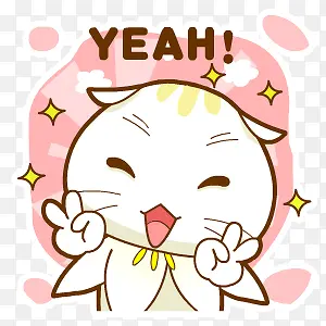 开心的卡通可爱猫咪