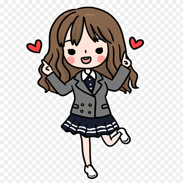 开心的卡通女孩