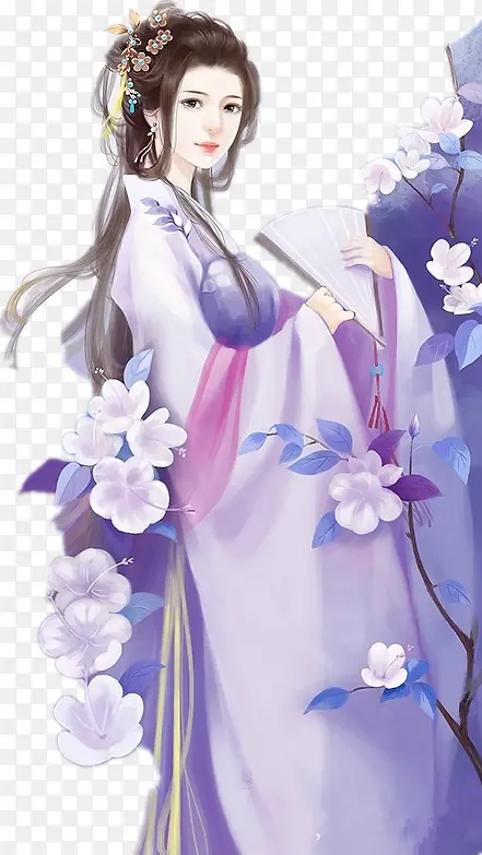 紫衣秀雅古风手绘女子