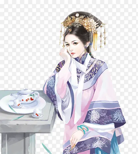 白衣嫔妃手绘古风