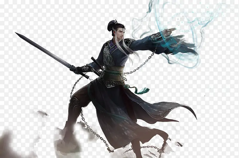 黑衣剑仙古风手绘PNG图片素材下载_图片编号qgebxxxb-免抠素材网