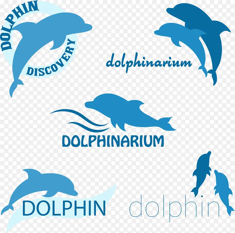 装饰海豚蓝色剪影logo