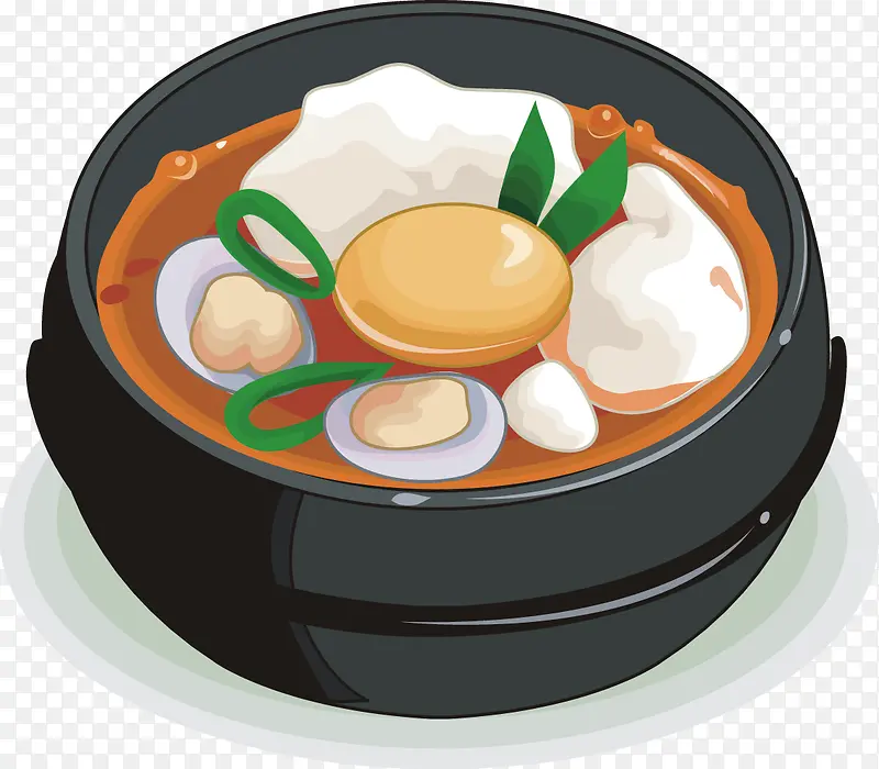 卡通砂锅食物