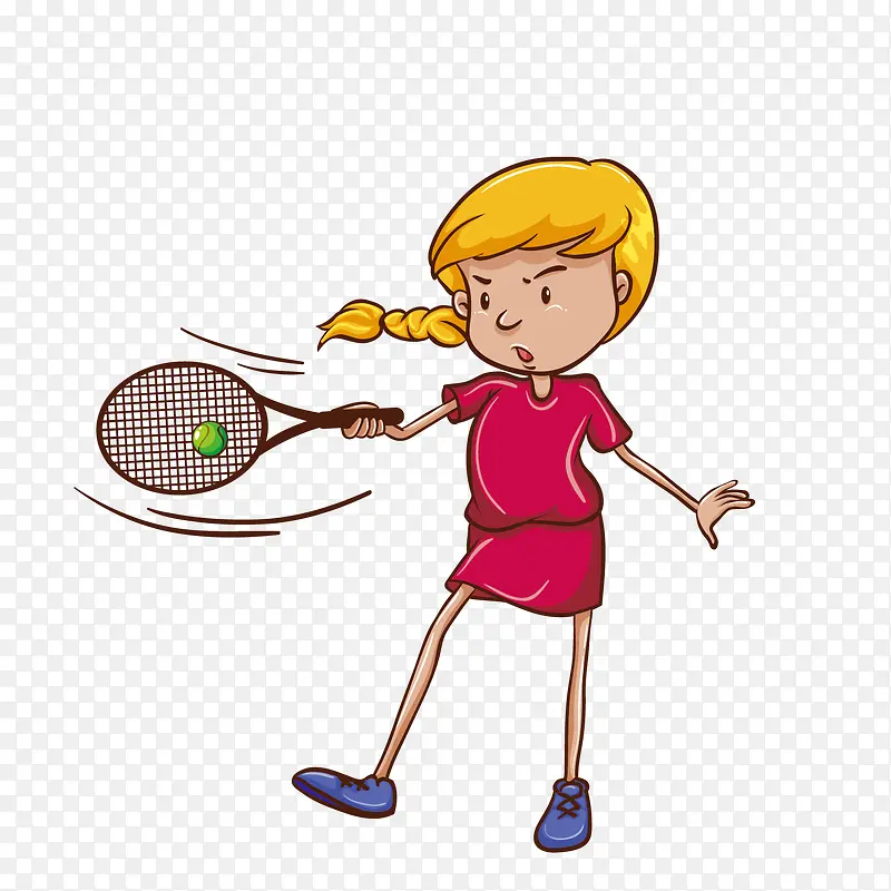 矢量卡通女孩网球运动插画