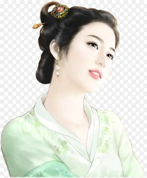 白衣水浴女子古风立绘