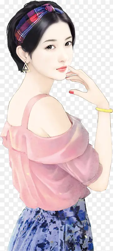 犹豫靓丽现代美女立绘