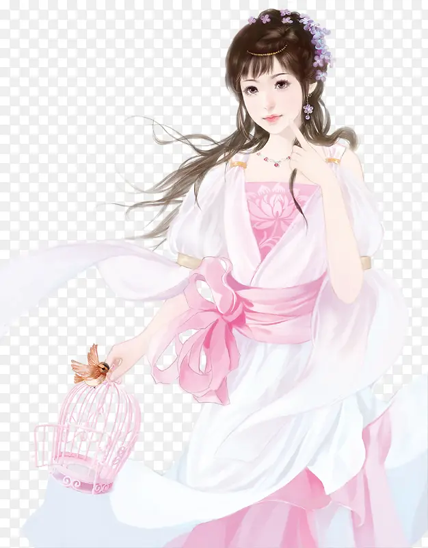 彩绘立绘粉红清纯美女图片