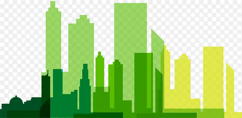 绿色系城市剪影