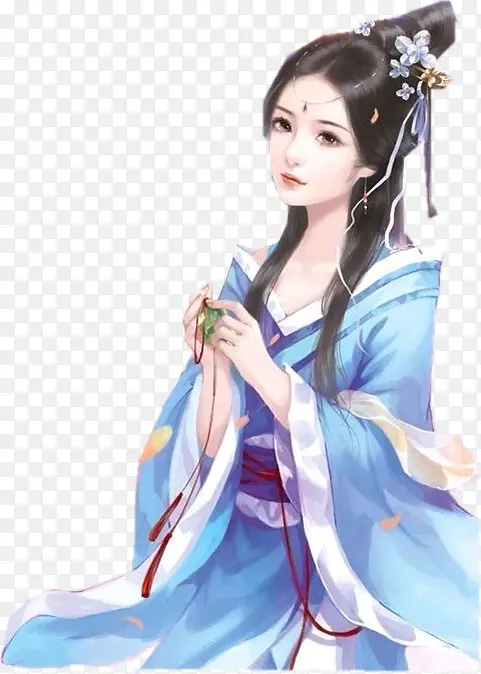 彩绘立绘蓝衣服美女图片