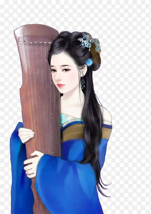 古风立绘抱古筝美女