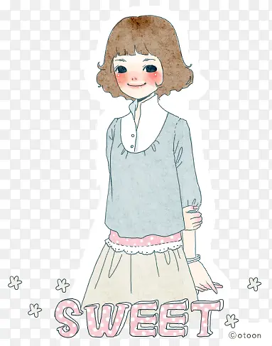 卡通短发女孩