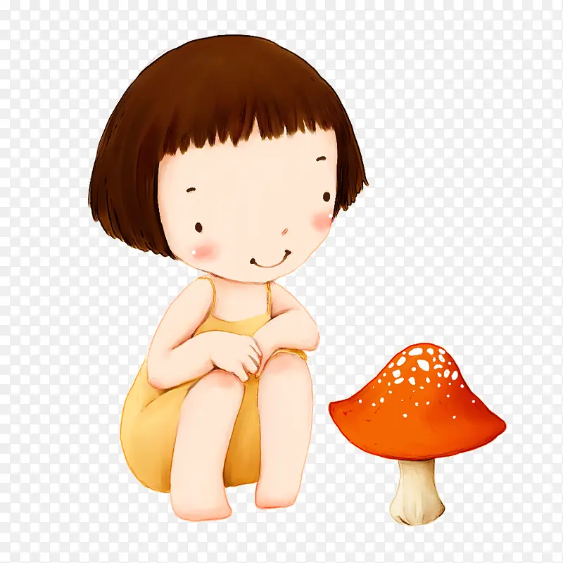 手绘卡通短发女孩