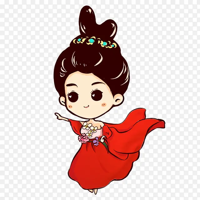 卡通可爱红衣美女古代