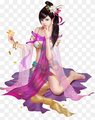 游戏原画紫色衣服美女