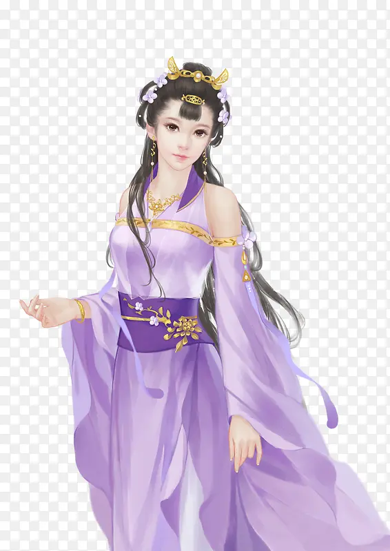古代美女紫色衣服