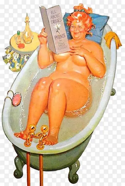 胖妞浴缸泡澡
