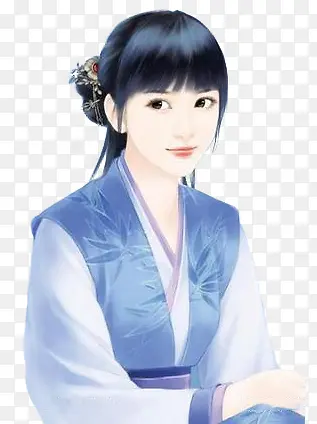 蓝衣清秀女子
