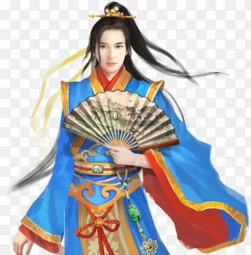 蓝衣服舞扇帅哥