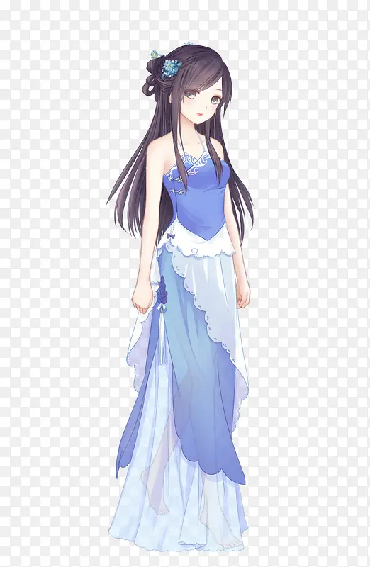 卡通蓝色衣服女孩
