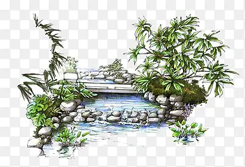 手绘河水