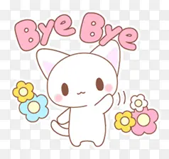 bye说再见的白色猫咪卡通PNG图片素材下载_图片编号qnzegvnd-免抠素材网